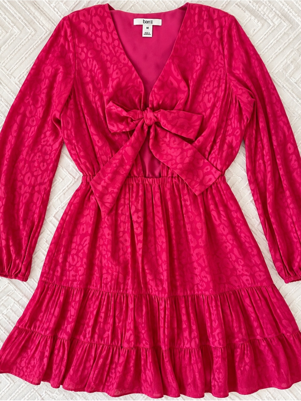 Bar III Pink Jacquard Leopard Tie Front Mini Dress Size M